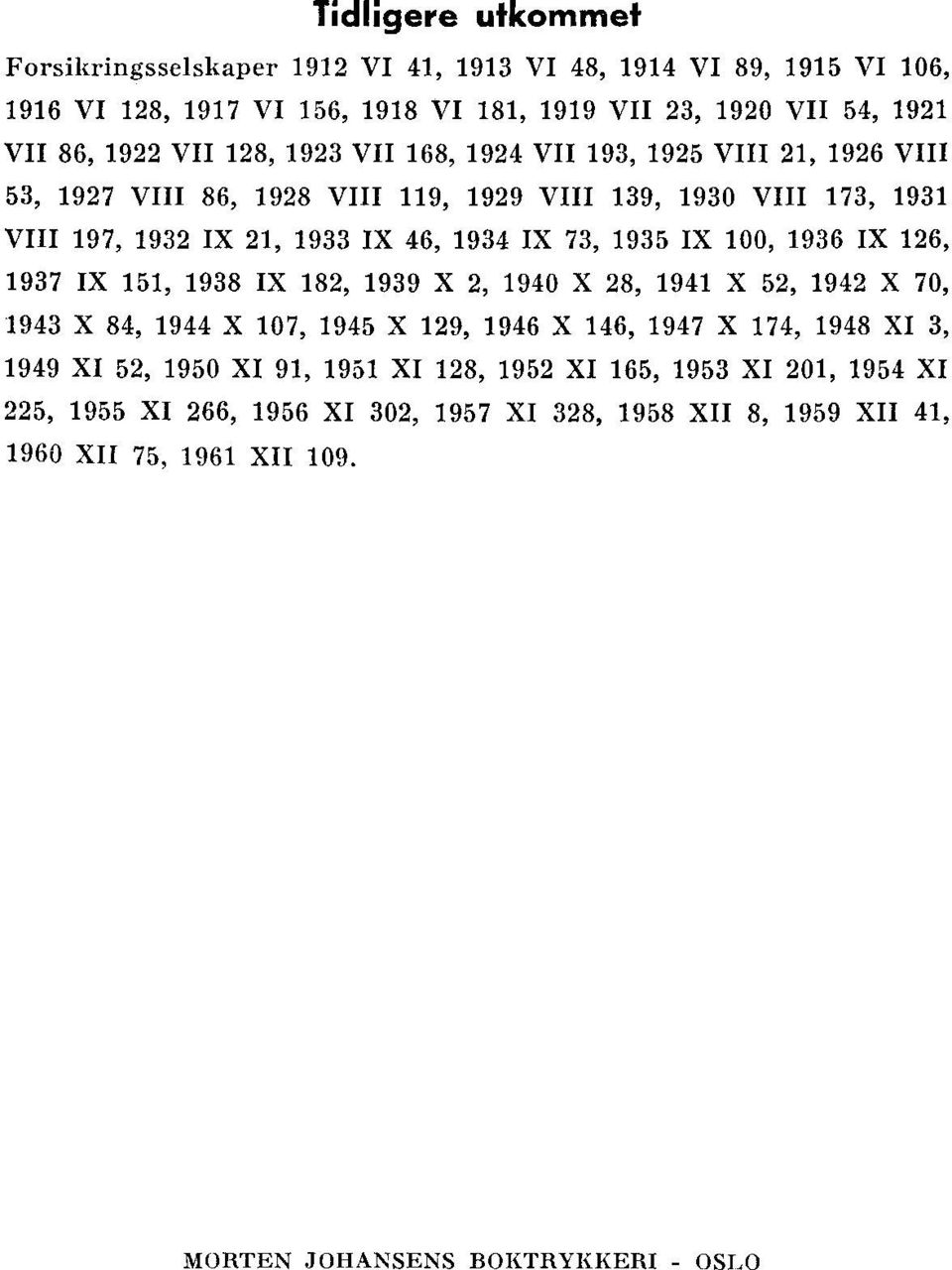 IX 100, 1936 IX 126, 1937 IX 11, 1938 IX 182, 1939 X 2, 1940 X 28, 1941 X 2, 1942 X 70, 1943 X 84, 1944 X 107, 194 X 129, 1946 X 146, 1947 X 174, 1948 XI 3, 1949 XI 2, 190