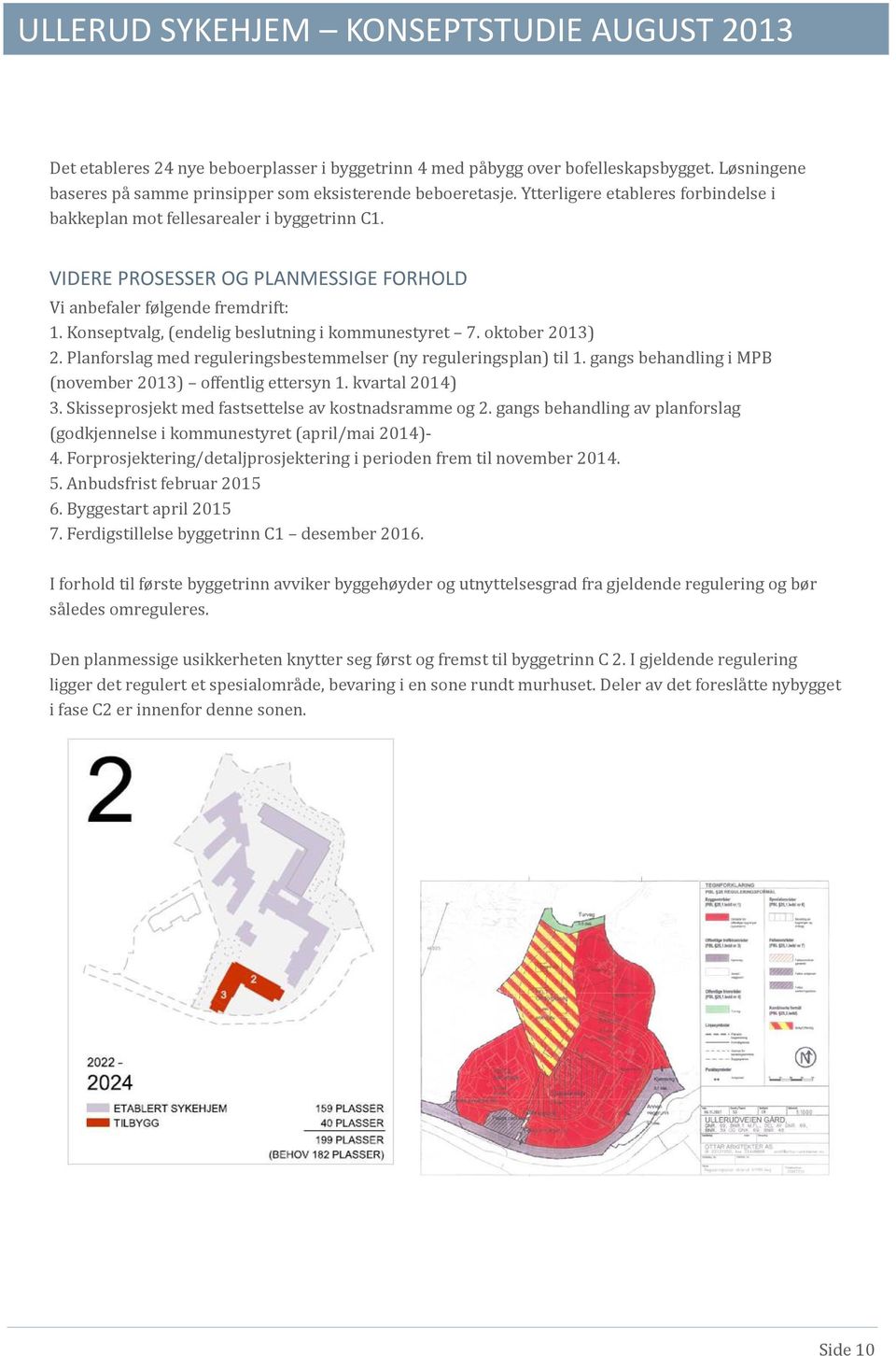 Konseptvalg, (endelig beslutning i kommunestyret 7. oktober 2013) 2. Planforslag med reguleringsbestemmelser (ny reguleringsplan) til 1. gangs behandling i MPB (november 2013) offentlig ettersyn 1.