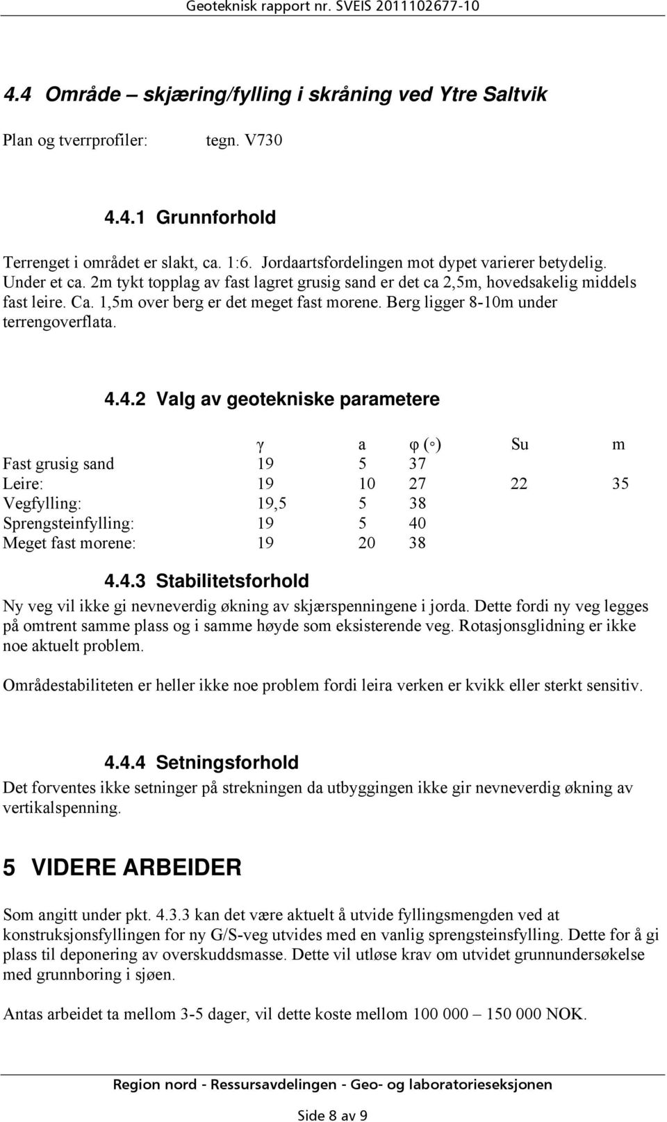 Berg ligger 8-10m under terrengoverflata. 4.