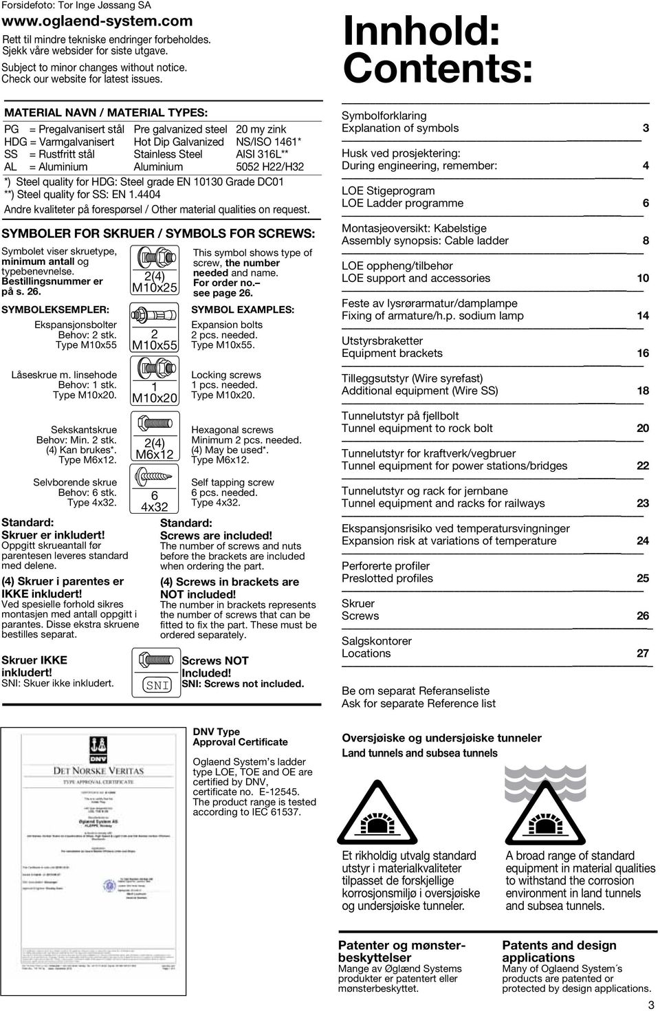 aterial navn / aterial types: PG = Pregalvanisert stål Pre galvanized steel 0 my zink = Varmgalvanisert Hot Dip Galvanized NS/ISO 1461* = Rustfritt stål Stainless Steel AISI 316L** = Aluminium