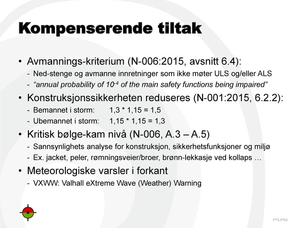 Konstruksjonssikkerheten reduseres (N-001:20