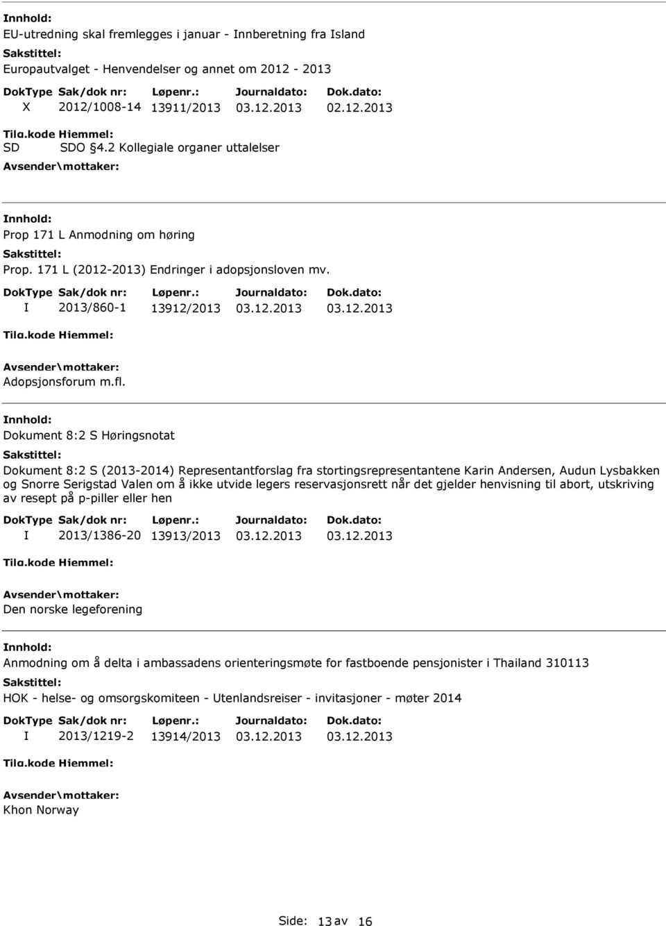 Dokument 8:2 S Høringsnotat Dokument 8:2 S (2013-2014) Representantforslag fra stortingsrepresentantene Karin Andersen, Audun Lysbakken og Snorre Serigstad Valen om å ikke utvide legers