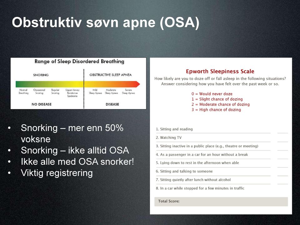 Snorking ikke alltid OSA Ikke
