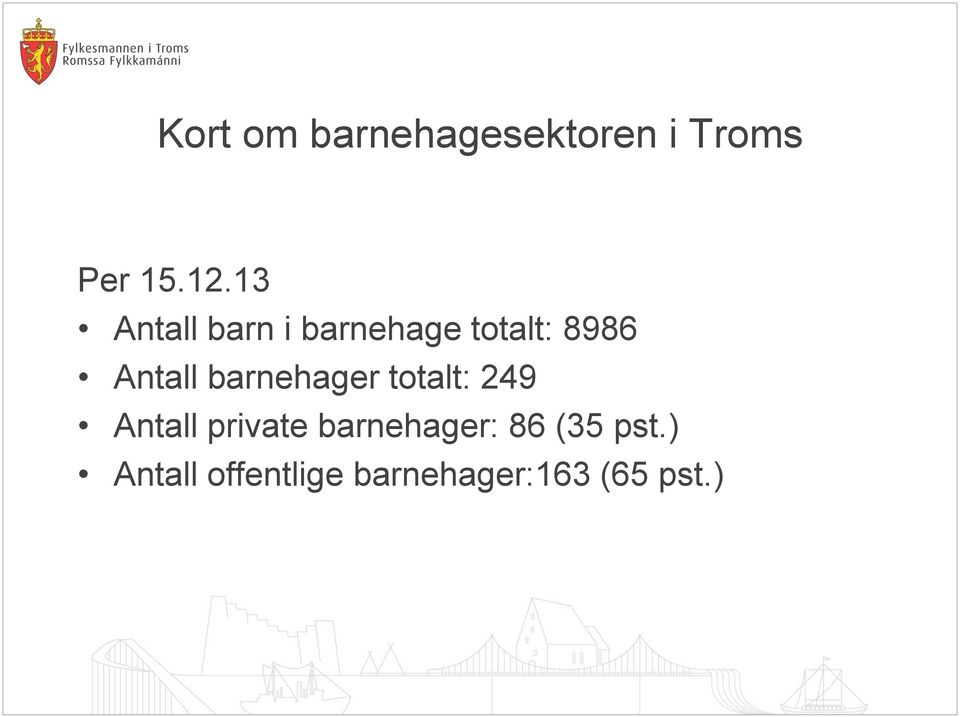 barnehager totalt: 249 Antall private