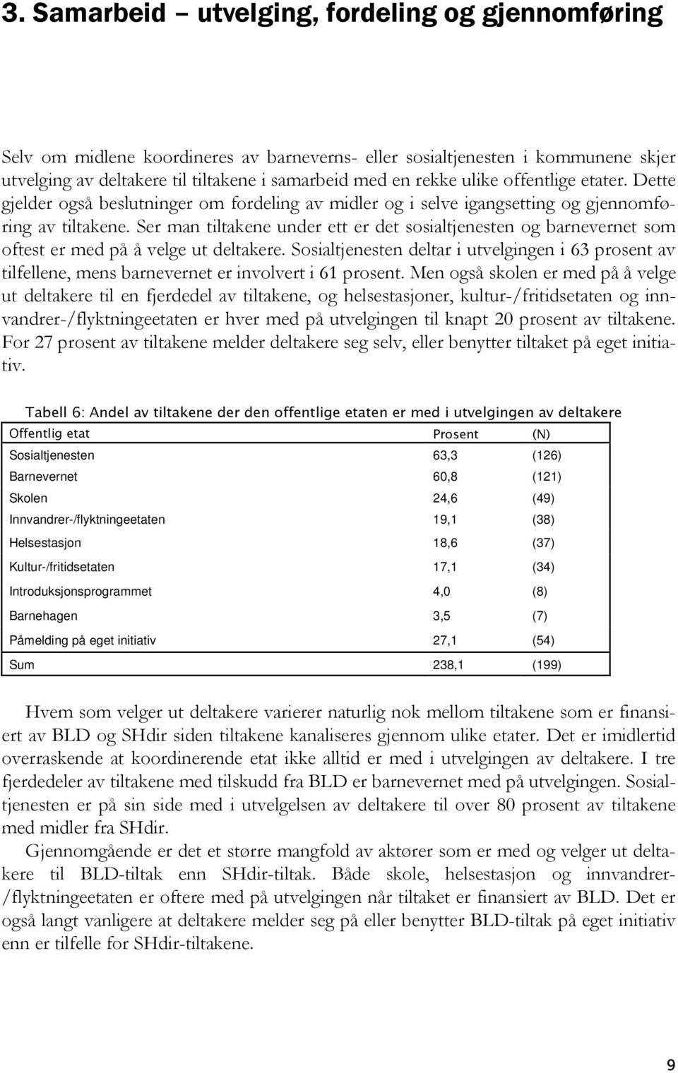 Ser man tiltakene under ett er det sosialtjenesten og barnevernet som oftest er med på å velge ut deltakere.