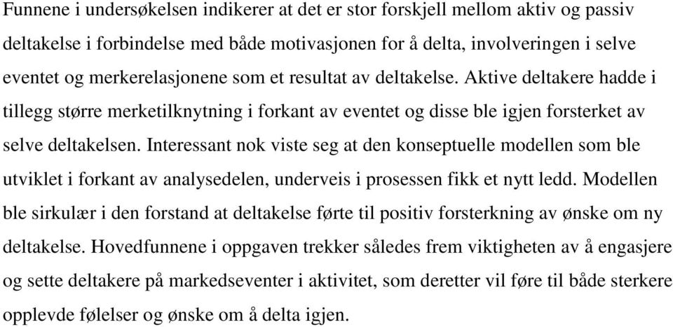 Interessant nok viste seg at den konseptuelle modellen som ble utviklet i forkant av analysedelen, underveis i prosessen fikk et nytt ledd.