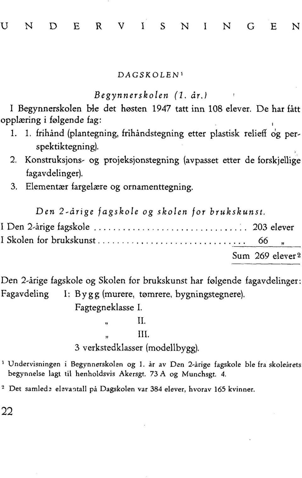 Elementær fargelære og ornamenttegning. Den 2 - drige fagskole og skolen for brukskunst.