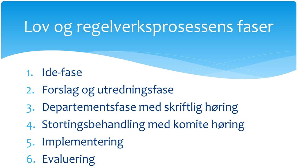 Departementsfase med skriftlig høring 4.