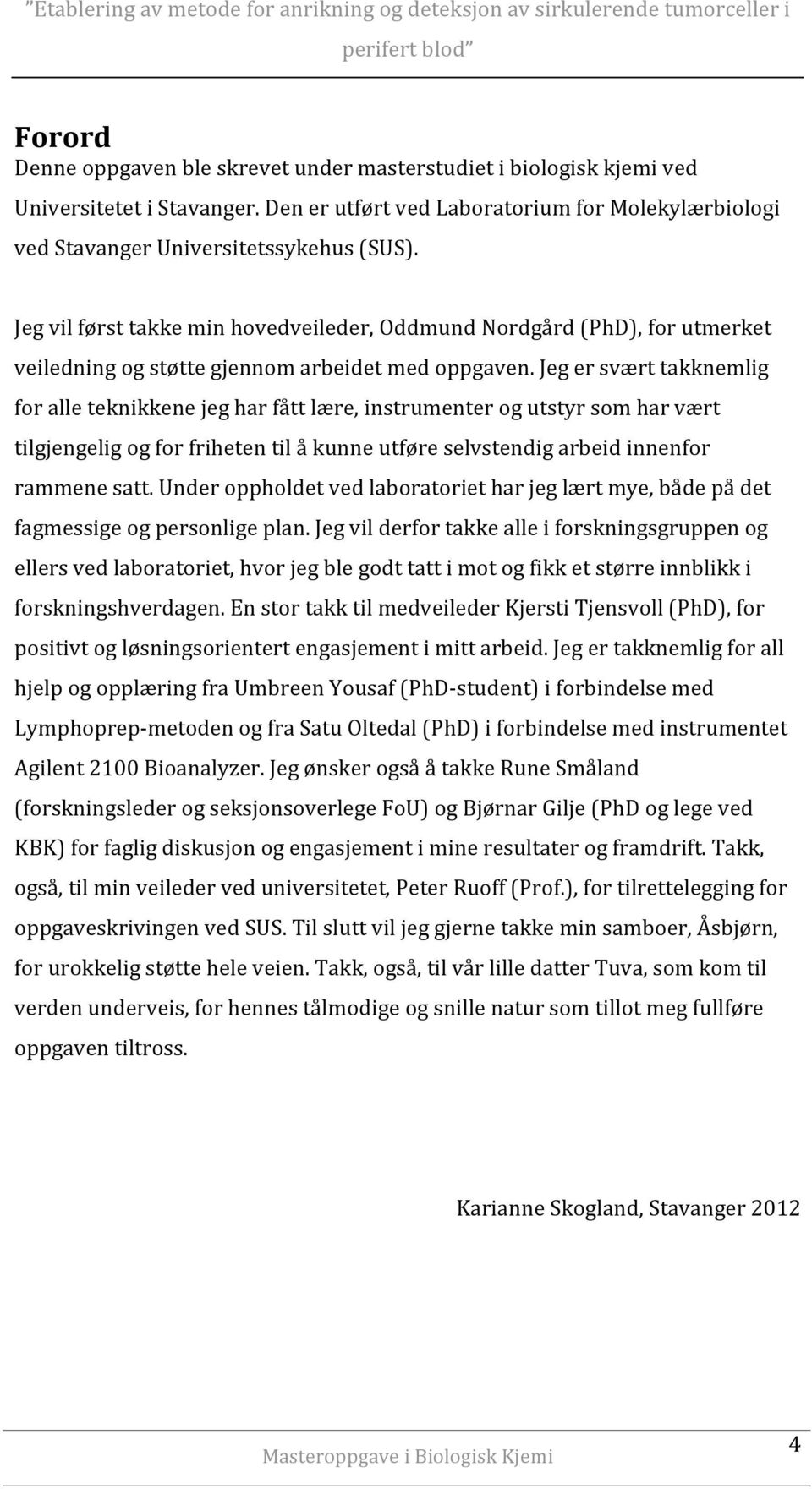 Jeg er svært takknemlig for alle teknikkene jeg har fått lære, instrumenter og utstyr som har vært tilgjengelig og for friheten til å kunne utføre selvstendig arbeid innenfor rammene satt.