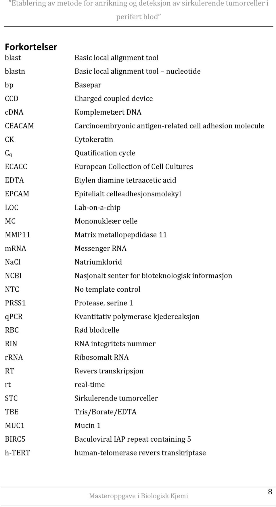 chip Mononukleær celle MMP11 Matrix metallopepdidase 11 mrna NaCl NCBI NTC Messenger RNA Natriumklorid Nasjonalt senter for bioteknologisk informasjon No template control PRSS1 Protease, serine 1