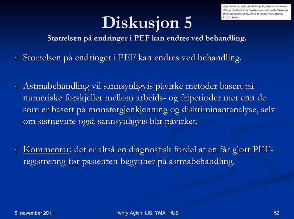 Astmabehandling vil sannsynligvis påvirke metoder basert på numeriske forskjeller mellom arbeids- og friperioder mer enn