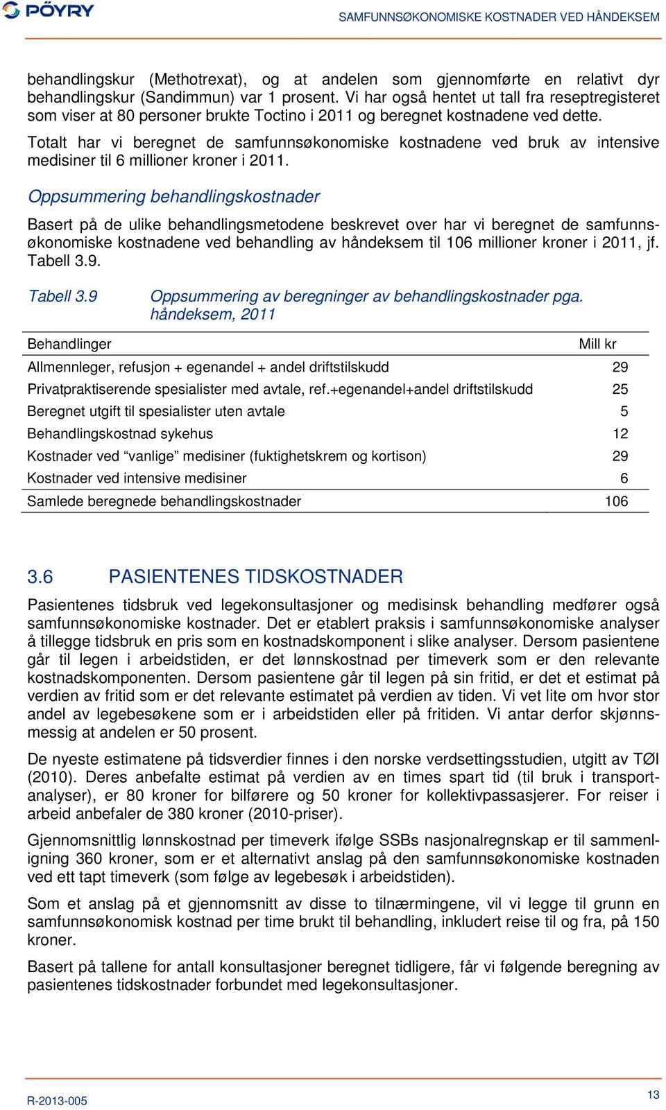 Totalt har vi beregnet de samfunnsøkonomiske kostnadene ved bruk av intensive medisiner til 6 millioner kroner i 2011.