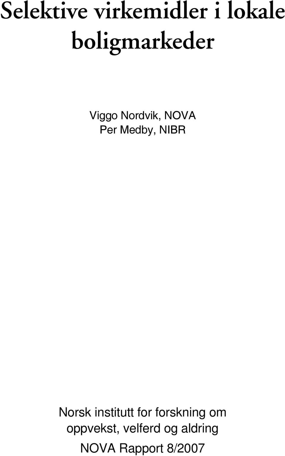Medby, NIBR Norsk institutt for