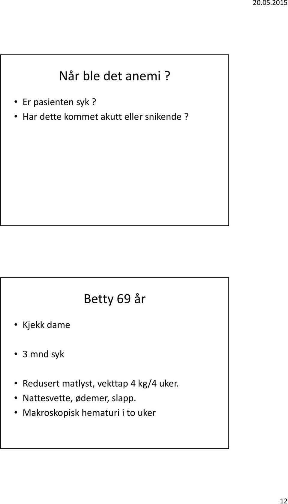 Kjekk dame Betty 69 år 3 mnd syk Redusert matlyst,