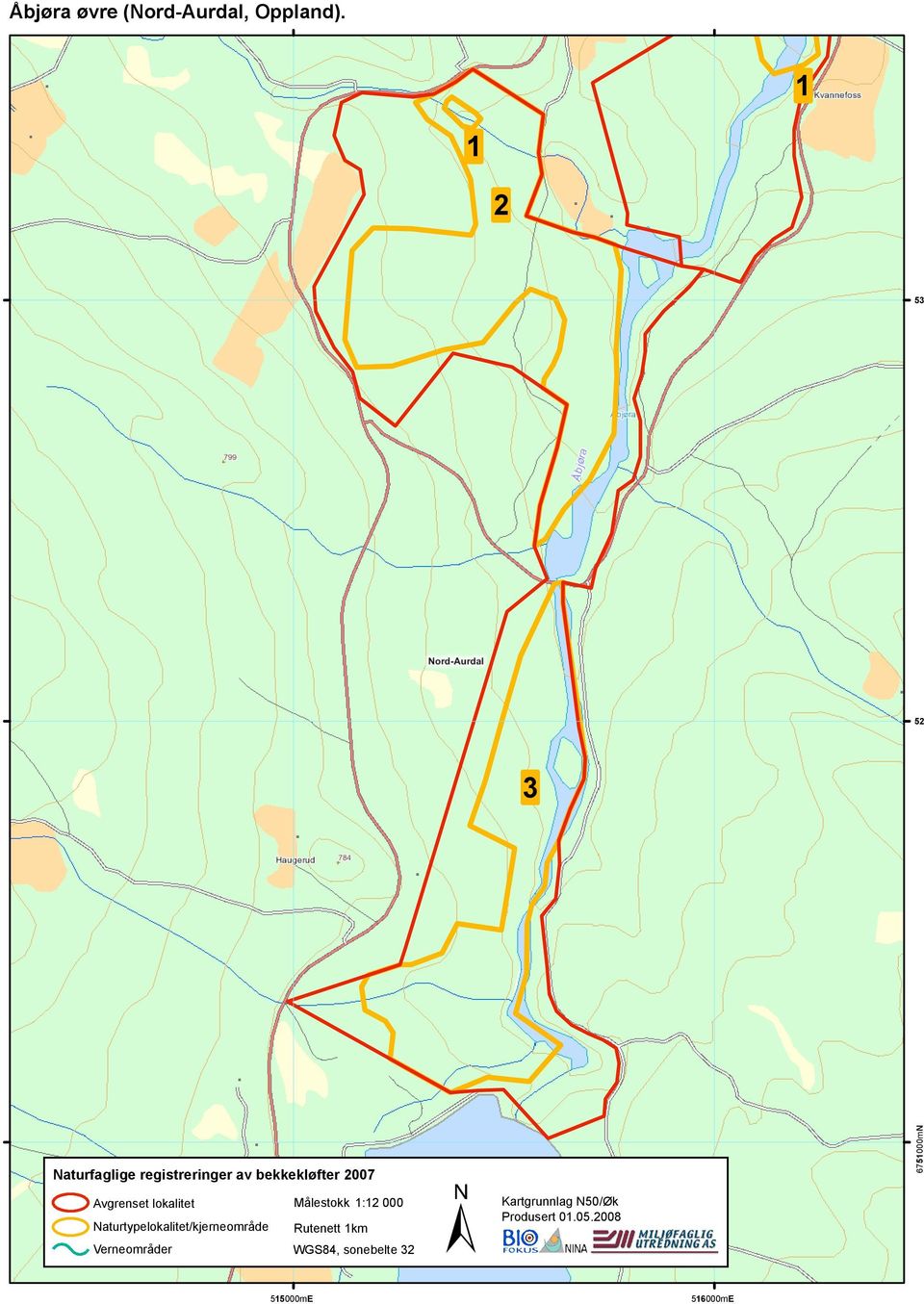 Avgrenset lokalitet Målestokk 1:12 000 Naturtypelokalitet/kjerneområde