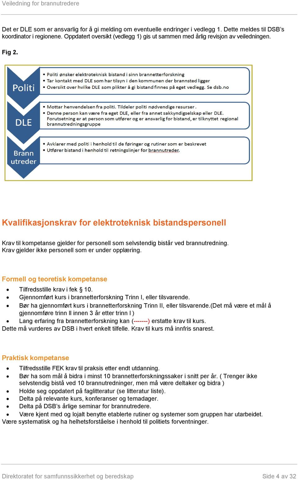 Kvalifikasjonskrav for elektroteknisk bistandspersonell Krav til kompetanse gjelder for personell som selvstendig bistår ved brannutredning. Krav gjelder ikke personell som er under opplæring.