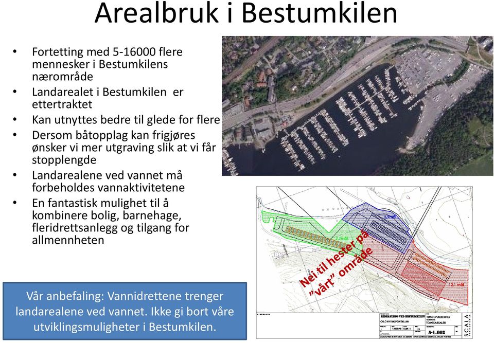 Landarealene ved vannet må forbeholdes vannaktivitetene En fantastisk mulighet til å kombinere bolig, barnehage, fleridrettsanlegg