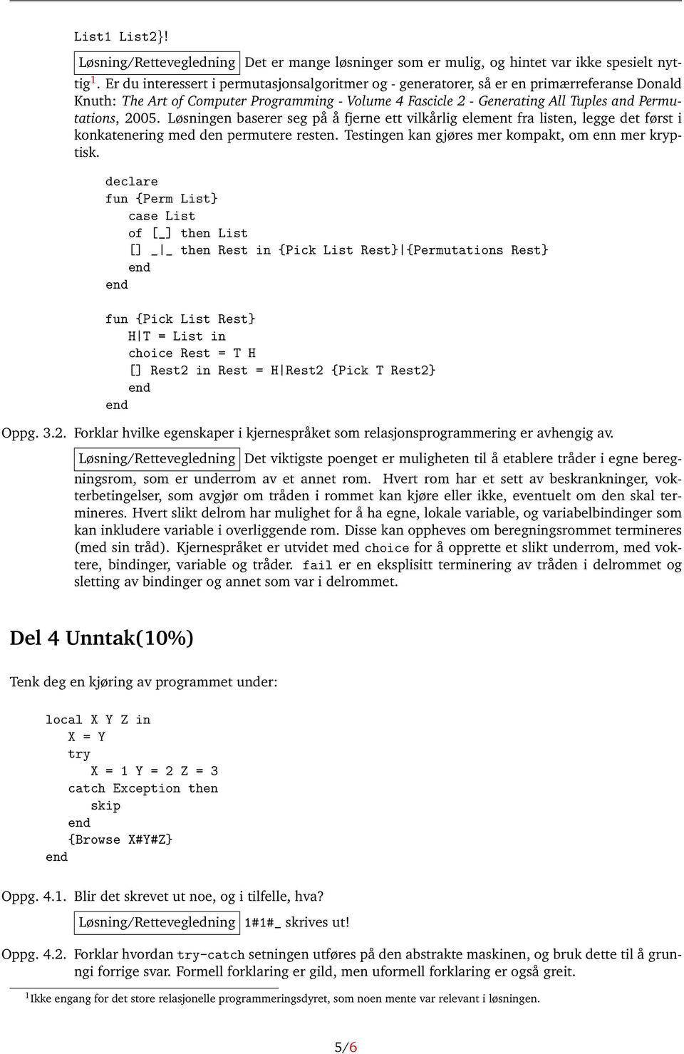 2005. Løsningen baserer seg på å fjerne ett vilkårlig element fra listen, legge det først i konkatenering med den permutere resten. Testingen kan gjøres mer kompakt, om enn mer kryptisk.