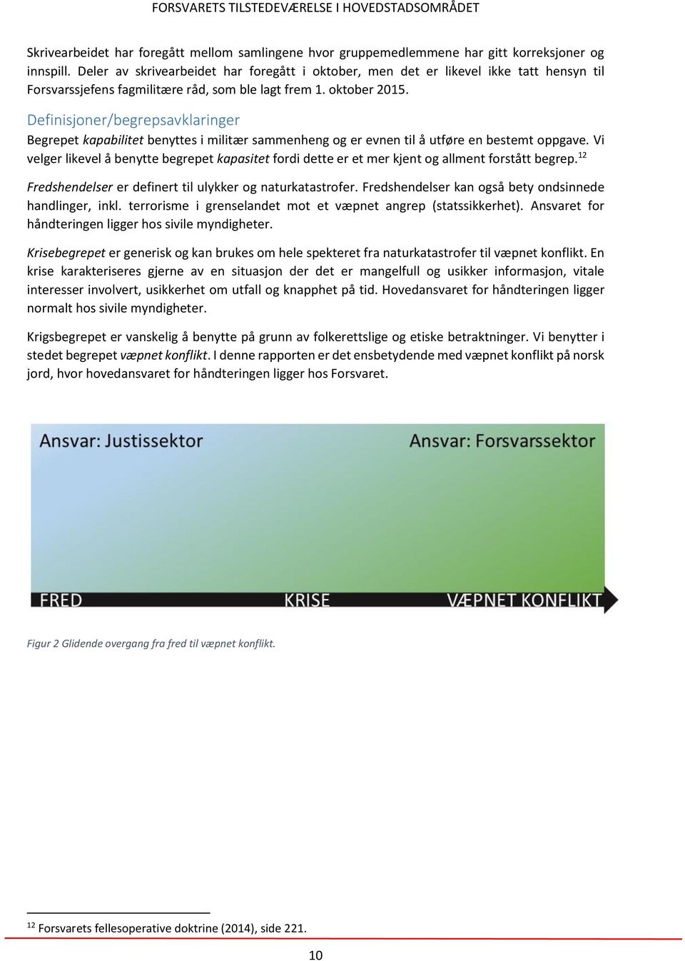 Definisjoner/begrepsavklaringer Begrepet kapabilitet benyttes i militær sammenheng og er evnen til å utføre en bestemt oppgave.