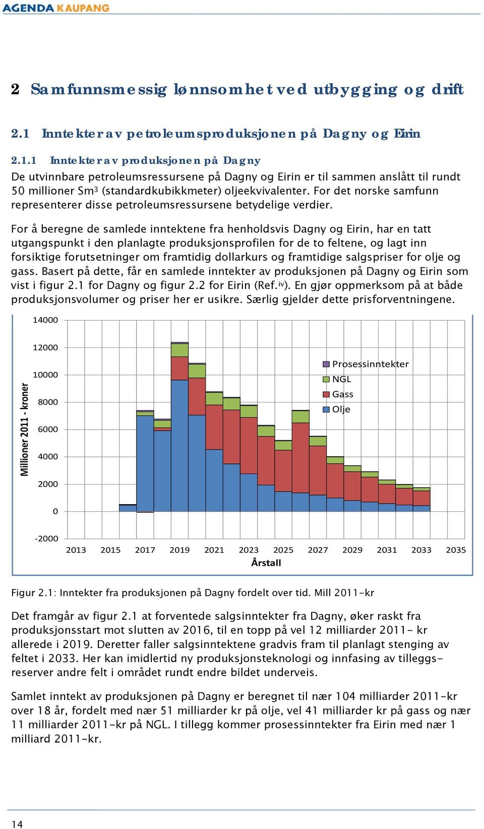 1 Inntekter av produksjonen på Dagny De utvinnbare petroleumsressursene på Dagny og Eirin er til sammen anslått til rundt 50 millioner Sm 3 (standardkubikkmeter) oljeekvivalenter.