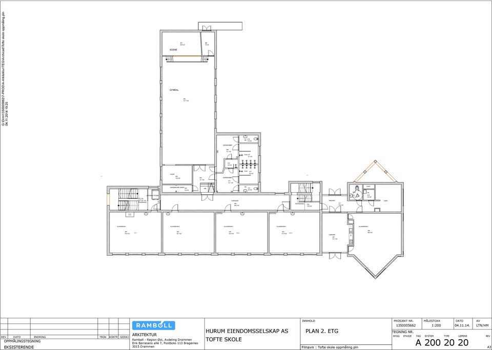 2014 19:25 SCENE GYMSAL 207 208 22,8 m2 7,6 m2 206 141,7 m2 210 3,6 m2 GARDEROBER 209 15,1 m2 DUSJ 211 9,7 m2 212 2,8 m2 205 14,0 m2 203 14,7 m2 GARDEROBER 215 12,1 m2 DUSJ 213 9,2 m2 GARDEREOBE