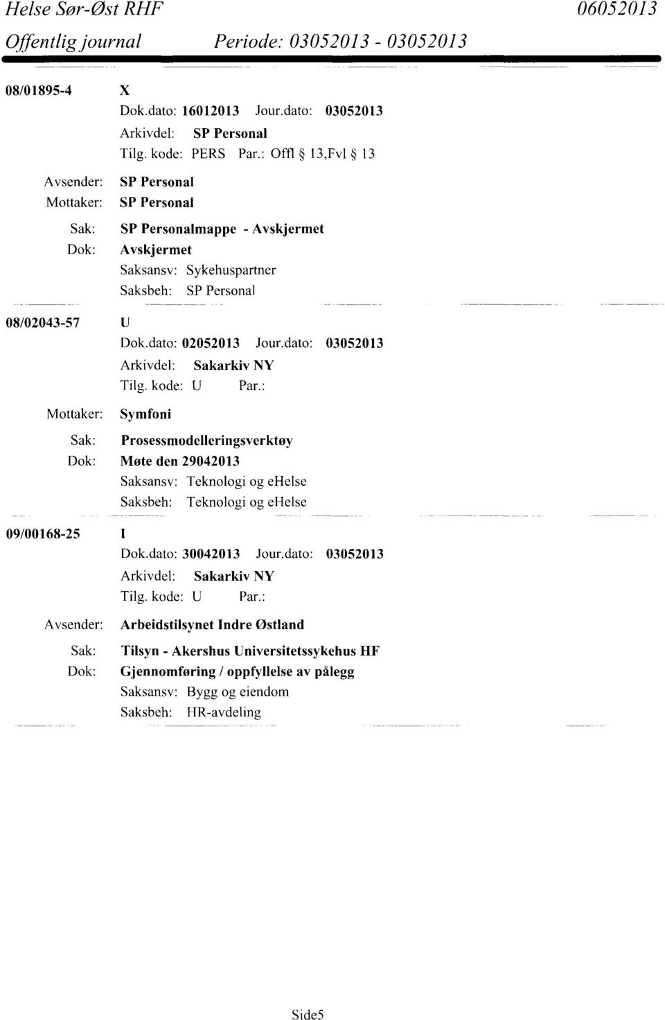 dato: 03052013 Symfoni Sak: Prosessmodelleringsverktøy Dok: Møte den 29042013 Teknologi og ehelse Teknologi og ehelse 09/00168-25 Dok.