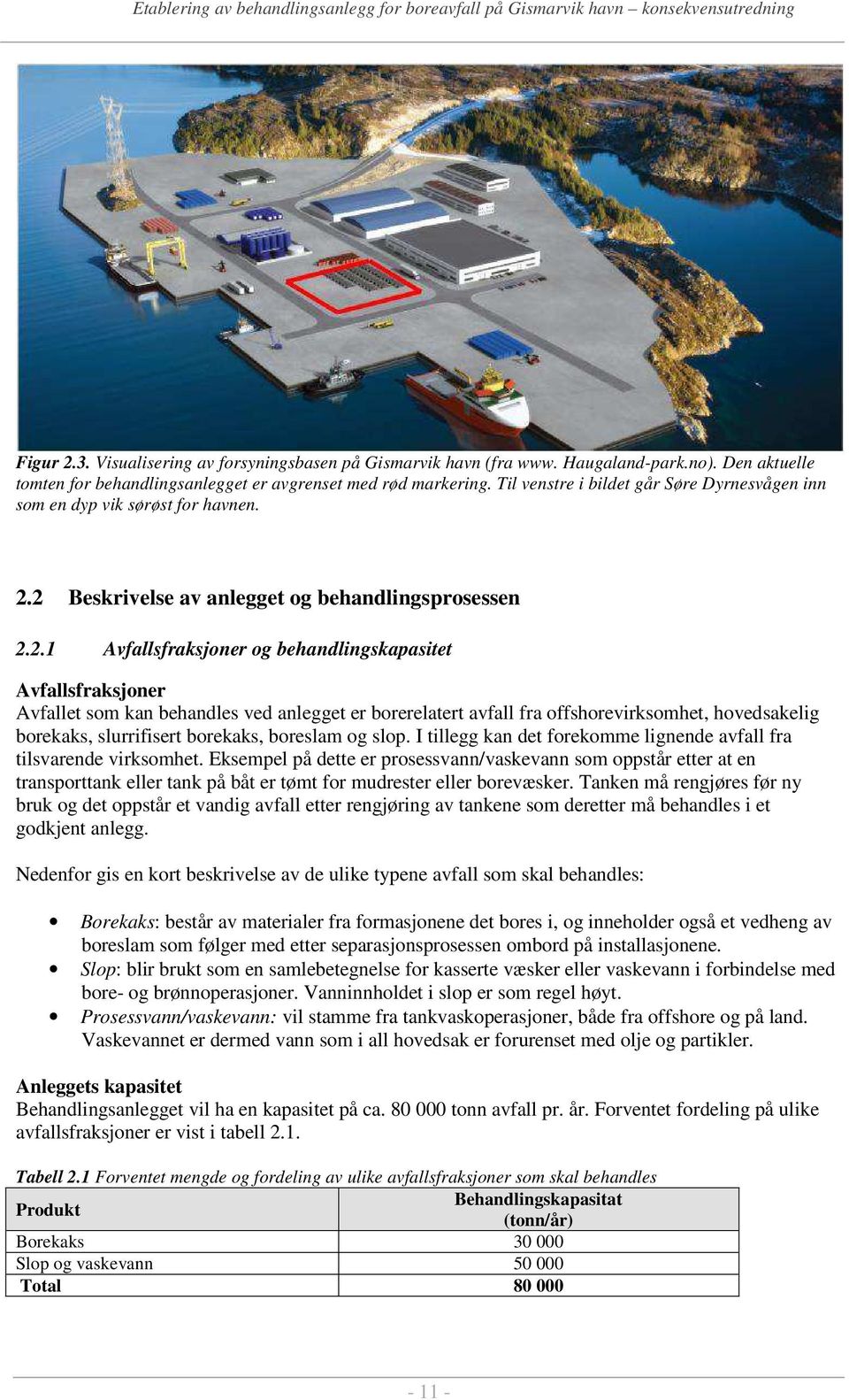 2 Beskrivelse av anlegget og behandlingsprosessen 2.2.1 Avfallsfraksjoner og behandlingskapasitet Avfallsfraksjoner Avfallet som kan behandles ved anlegget er borerelatert avfall fra