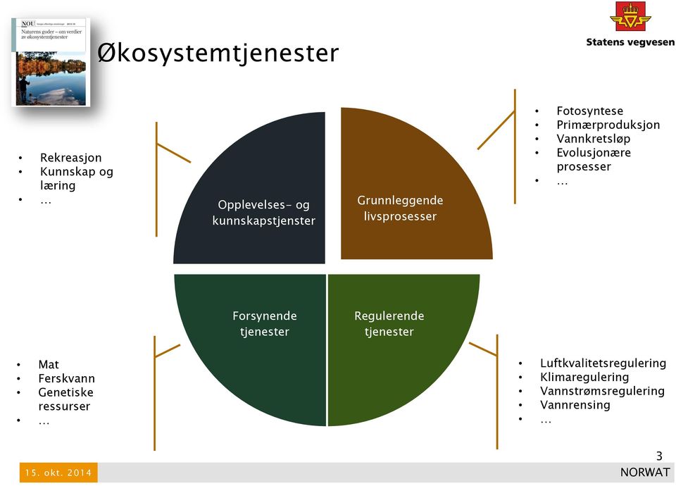 prosesser Forsynende tjenester Regulerende tjenester Mat Ferskvann Genetiske ressurser