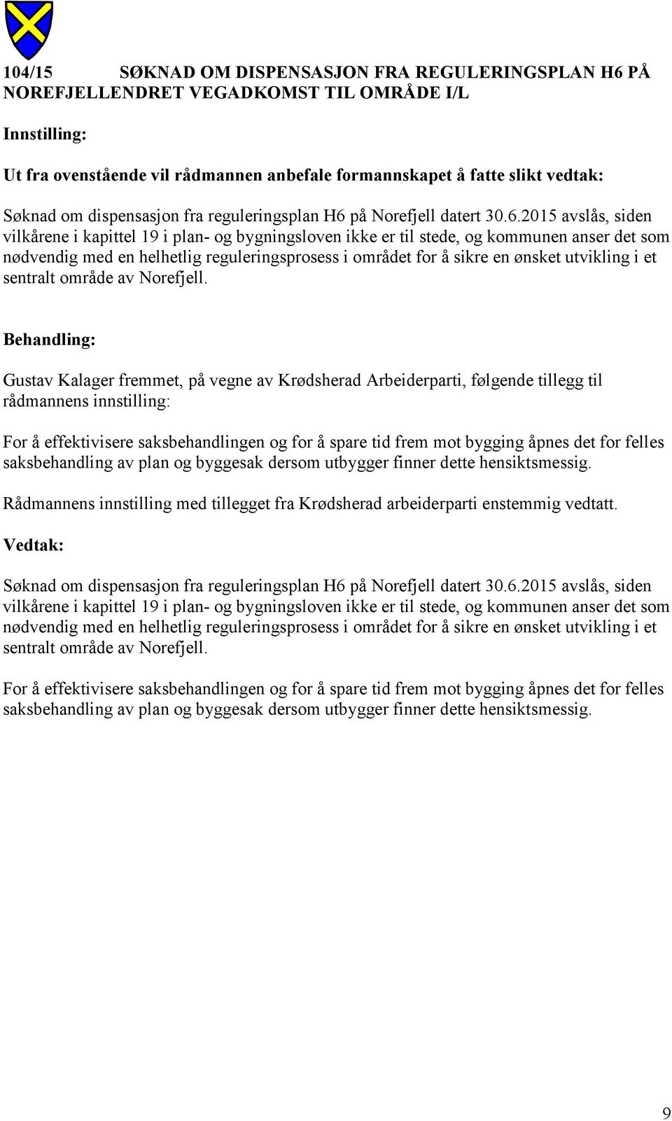 på Norefjell datert 30.6.