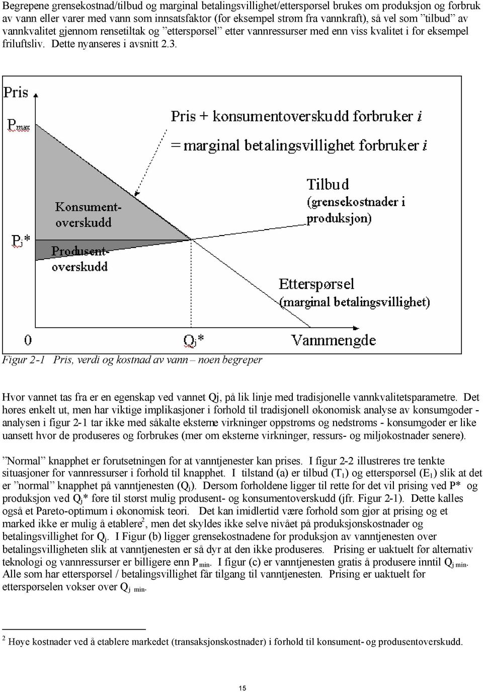 Figur 2-1 Pris, verdi og kostnad av vann noen begreper Hvor vannet tas fra er en egenskap ved vannet Qj, på lik linje med tradisjonelle vannkvalitetsparametre.