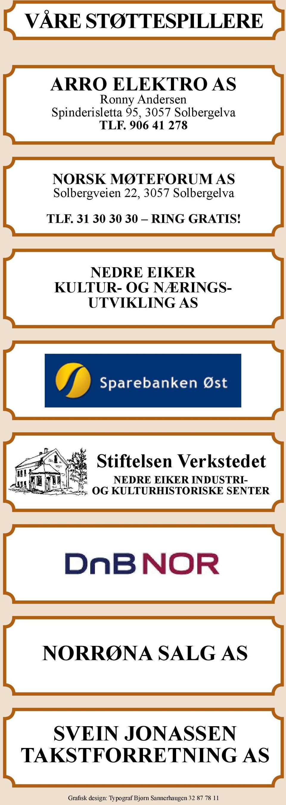 NEDRE EIKER KULTUR- OG NÆRINGS- UTVIKLING AS Stiftelsen Verkstedet Nedre Eiker Industriog