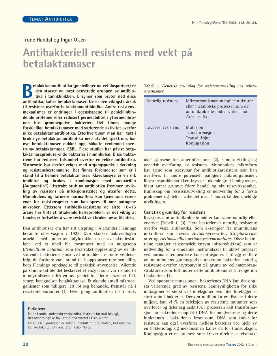 tannklinikken. Enzymer som bryter ned disse antibiotika, kalles betalaktamaser. De er den viktigste årsak til resistens overfor betalaktamantibiotika.