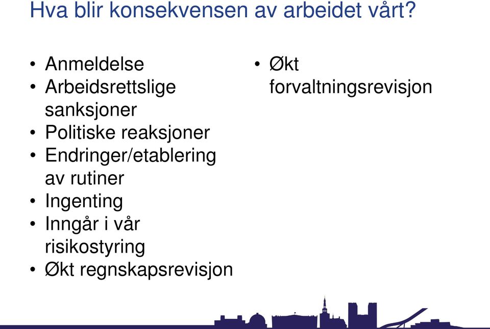 reaksjoner Endringer/etablering av rutiner Ingenting