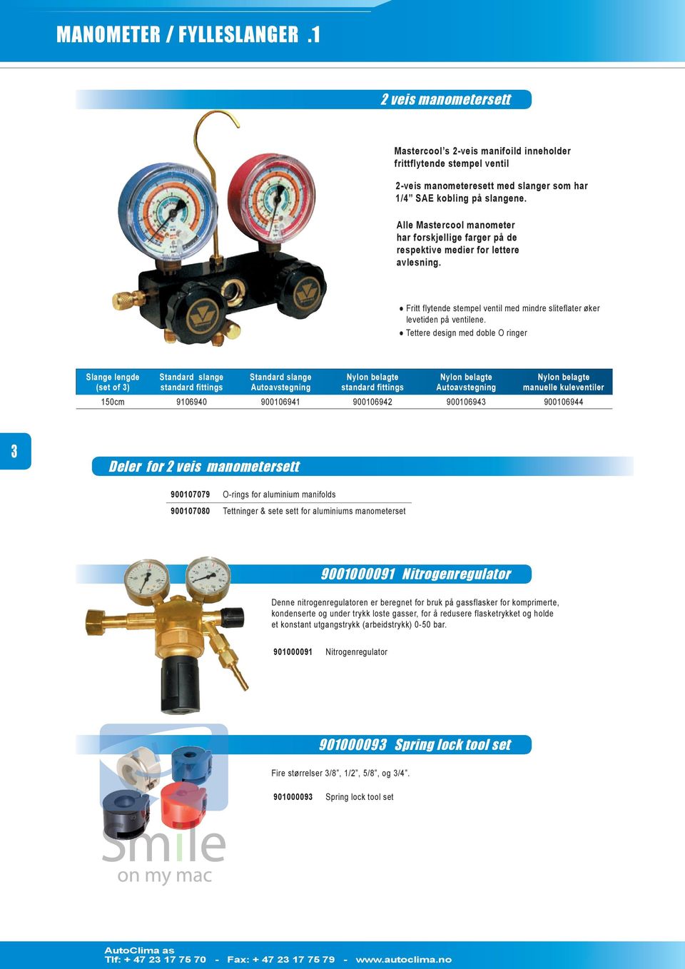 Tettere design med doble O ringer Slange lengde (set of 3) Standard slange standard fittings Standard slange Autoavstegning Nylon belagte standard fittings Nylon belagte Autoavstegning Nylon belagte