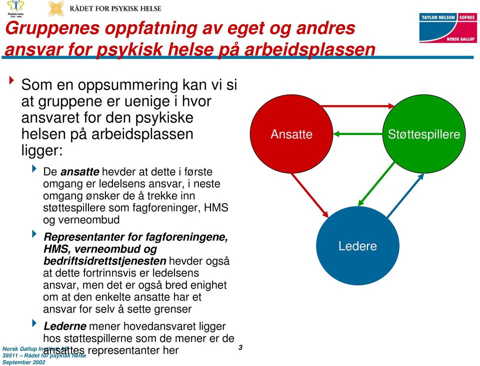 Representanter for fagforeningene, HMS, verneombud og bedriftsidrettstjenesten hevder også at dette fortrinnsvis er ledelsens ansvar, men det er også bred enighet om at den enkelte