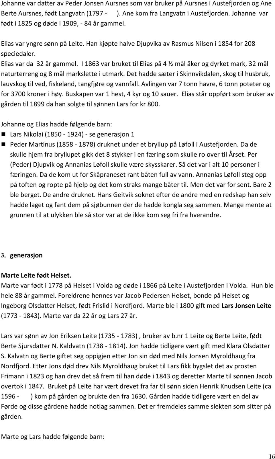 I 1863 var bruket til Elias på 4 ½ mål åker og dyrket mark, 32 mål naturterreng og 8 mål markslette i utmark.