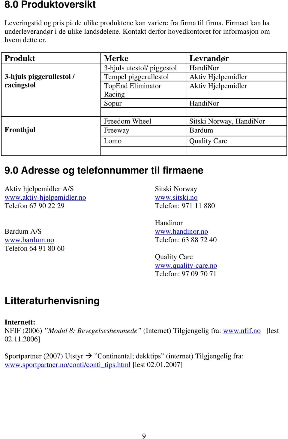 Produkt Merke Levrandør 3-hjuls utestol/ piggestol HandiNor 3-hjuls piggerullestol / Tempel piggerullestol Aktiv Hjelpemidler racingstol TopEnd Eliminator Aktiv Hjelpemidler Racing Sopur HandiNor