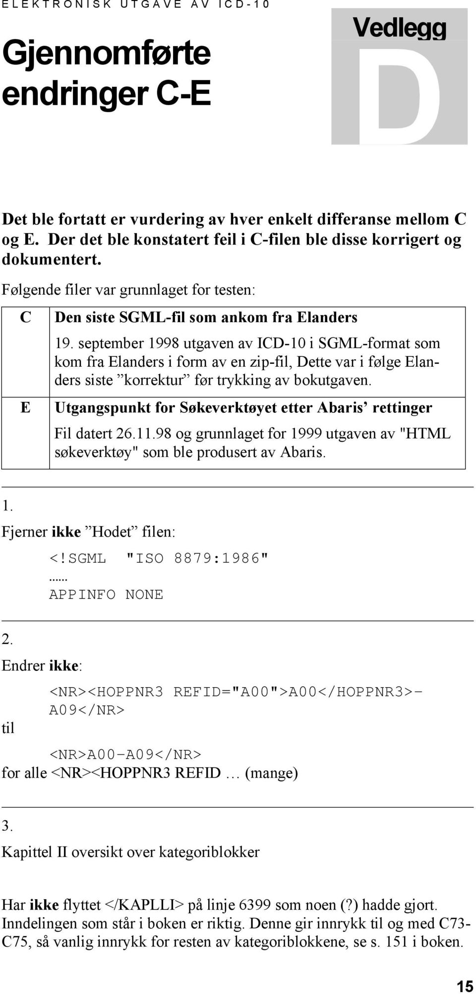 september 1998 utgaven av ICD-10 i SGML-format som kom fra Elanders i form av en zip-fil, Dette var i følge Elanders siste korrektur før trykking av bokutgaven.