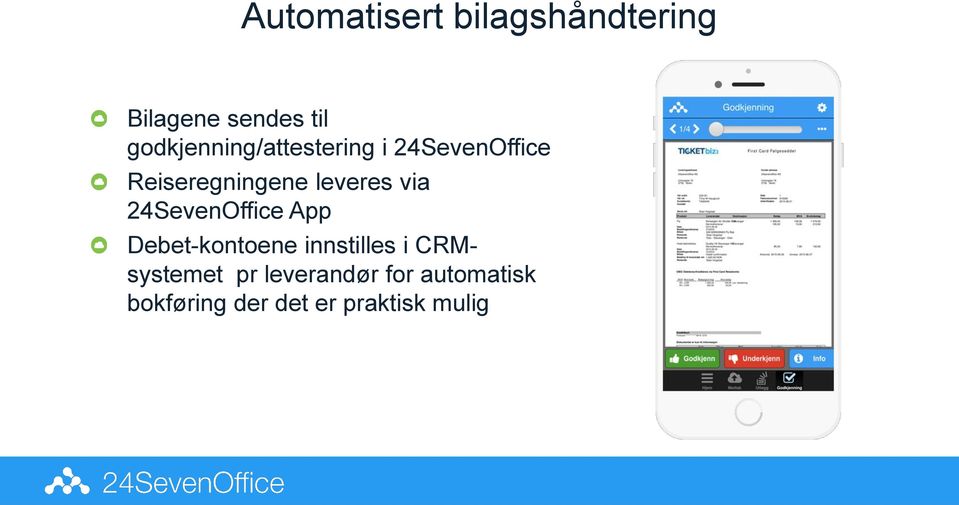 leveres via 24SevenOffice App Debet-kontoene innstilles i