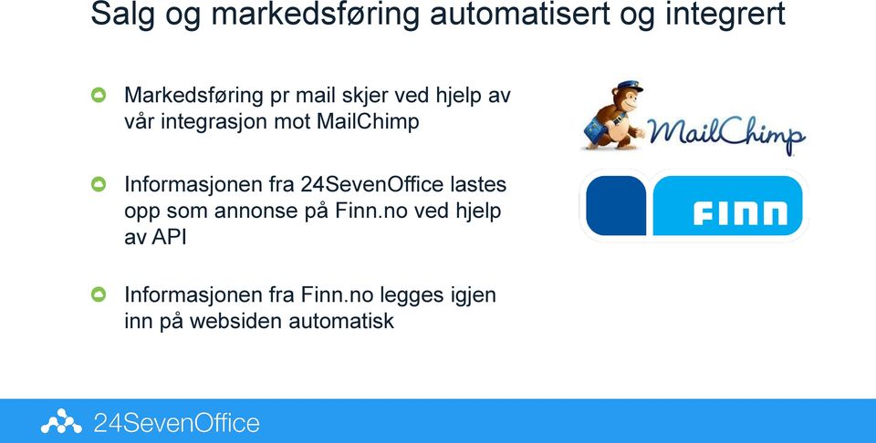 Informasjonen fra 24SevenOffice lastes opp som annonse på Finn.