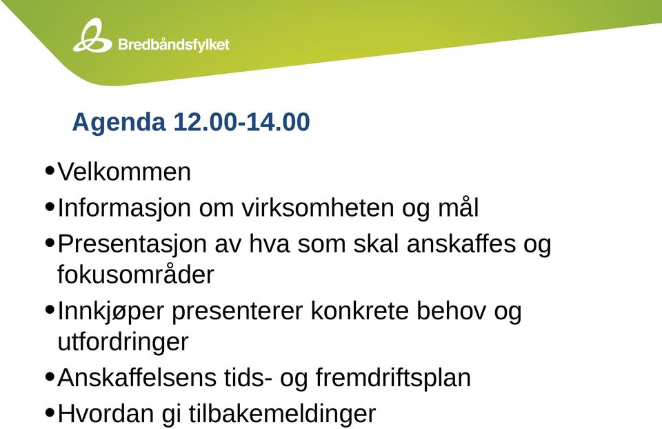 Presentasjon av hva som skal anskaffes og fokusområder