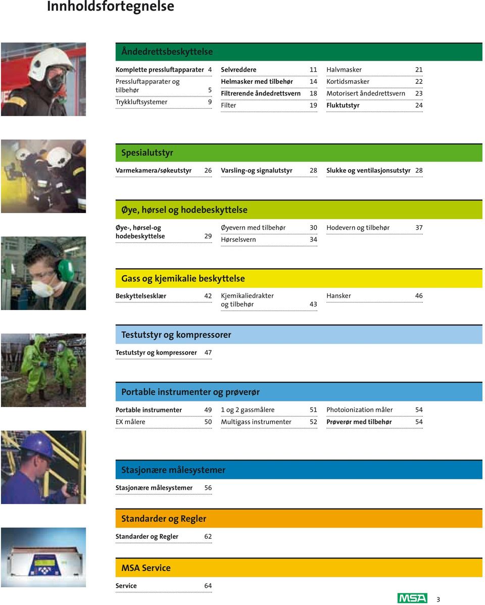 hodebeskyttelse Øye-, hørsel-og hodebeskyttelse 29 Øyevern med tilbehør 30 Hørselsvern 34 Hodevern og tilbehør 37 Gass og kjemikalie beskyttelse Beskyttelsesklær 42 Kjemikaliedrakter og tilbehør 43