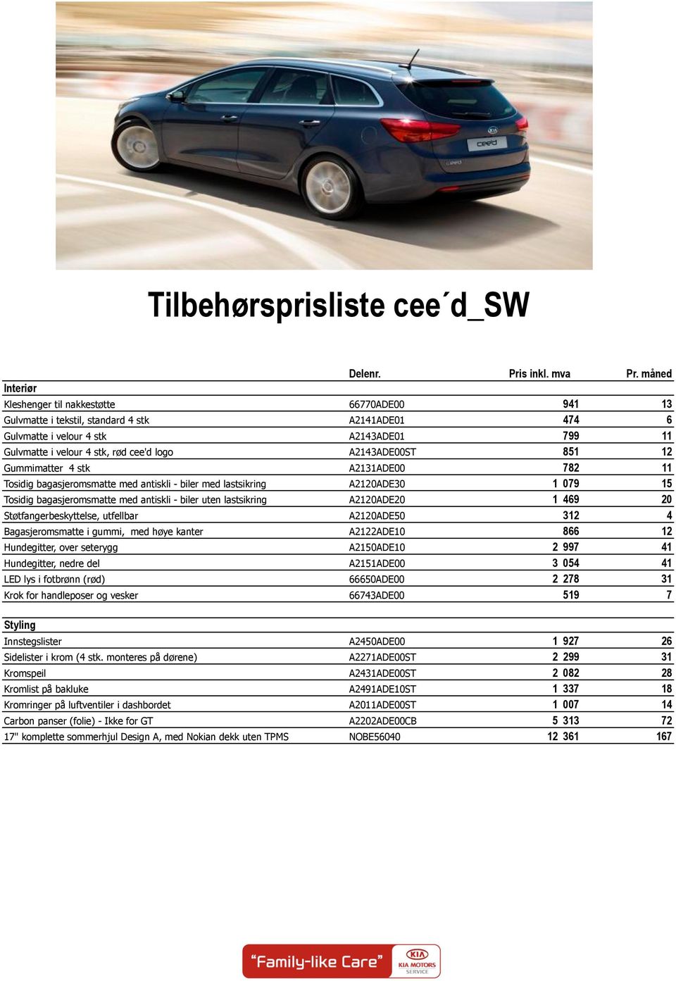 A2143ADE00ST 851 12 Gummimatter 4 stk A2131ADE00 782 11 Tosidig bagasjeromsmatte med antiskli - biler med lastsikring A2120ADE30 1 079 15 Tosidig bagasjeromsmatte med antiskli - biler uten