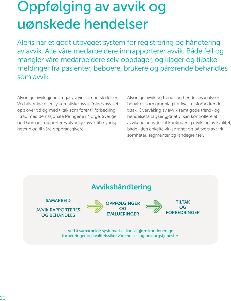 Ved alvorlige eller systematiske avvik, følges avviket opp over tid og med tiltak som fører til forbedring.