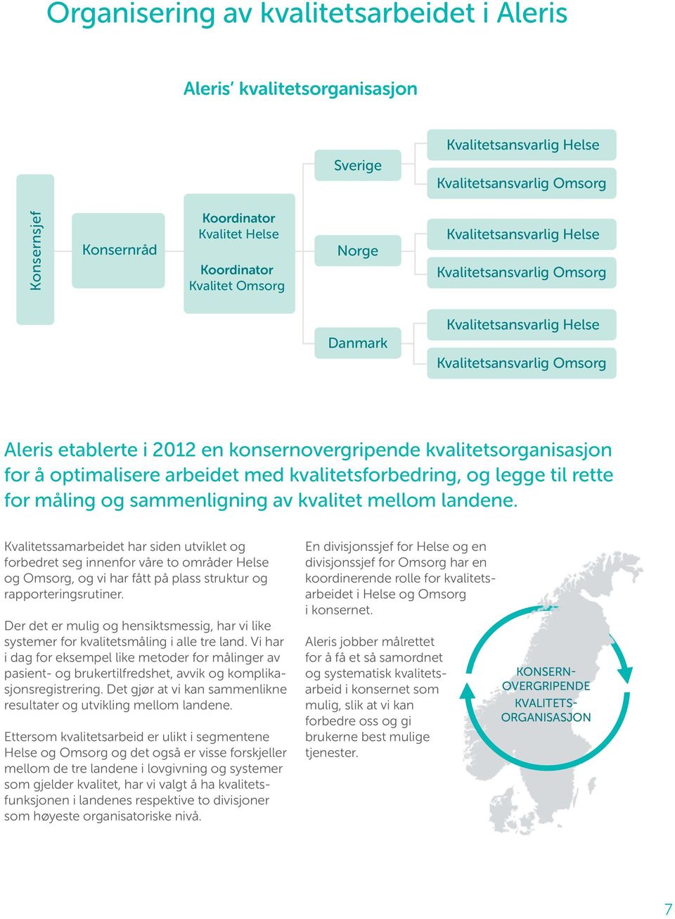 kvalitetsorganisasjon for å optimalisere arbeidet med kvalitetsforbedring, og legge til rette for måling og sammenligning av kvalitet mellom landene.