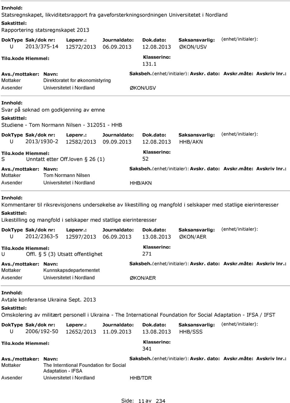 : Mottaker Direktoratet for økonomistyring niversitetet i Nordland ØKON/V var på søknad om godkjenning av emne tudiene - Tom Normann Nilsen - 312051 - HHB 2013/1930-2 12582/2013 12.08.