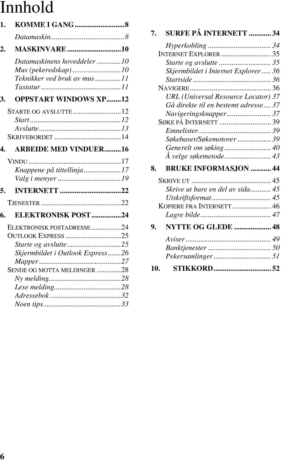 ELEKTRONISK POST...24 ELEKTRONISK POSTADRESSE...24 OUTLOOK EXPRESS...25 Starte og avslutte...25 Skjermbildet i Outlook Express...26 Mapper...27 SENDE OG MOTTA MELDINGER...28 Ny melding.