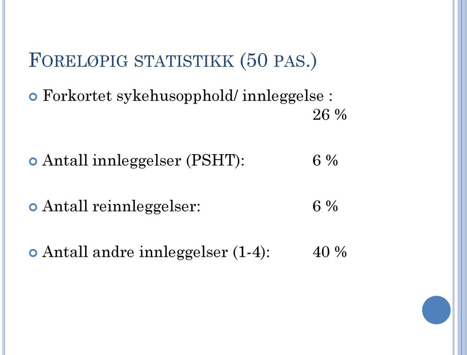 26 % Antall innleggelser (PSHT): 6 %
