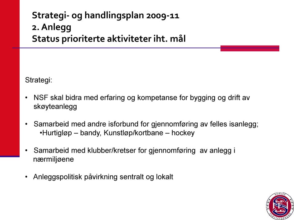 skøyteanlegg Samarbeid med andre isforbund for gjennomføring av felles isanlegg; Hurtigløp