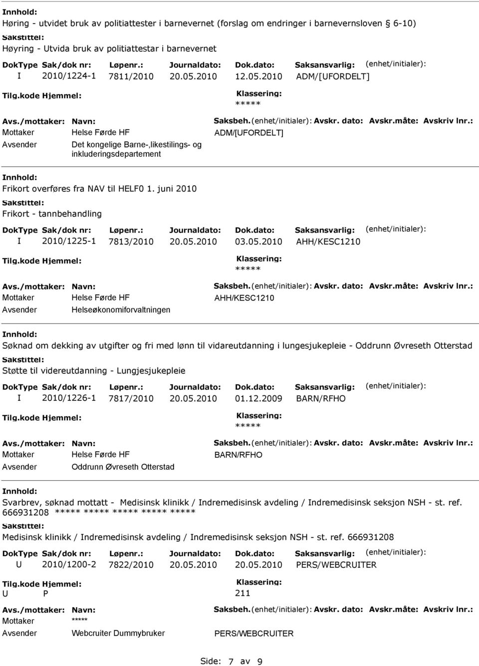 2010 AHH/KESC1210 AHH/KESC1210 Helseøkonomiforvaltningen Søknad om dekking av utgifter og fri med lønn til vidareutdanning i lungesjukepleie - Oddrunn Øvreseth Otterstad Støtte til videreutdanning -